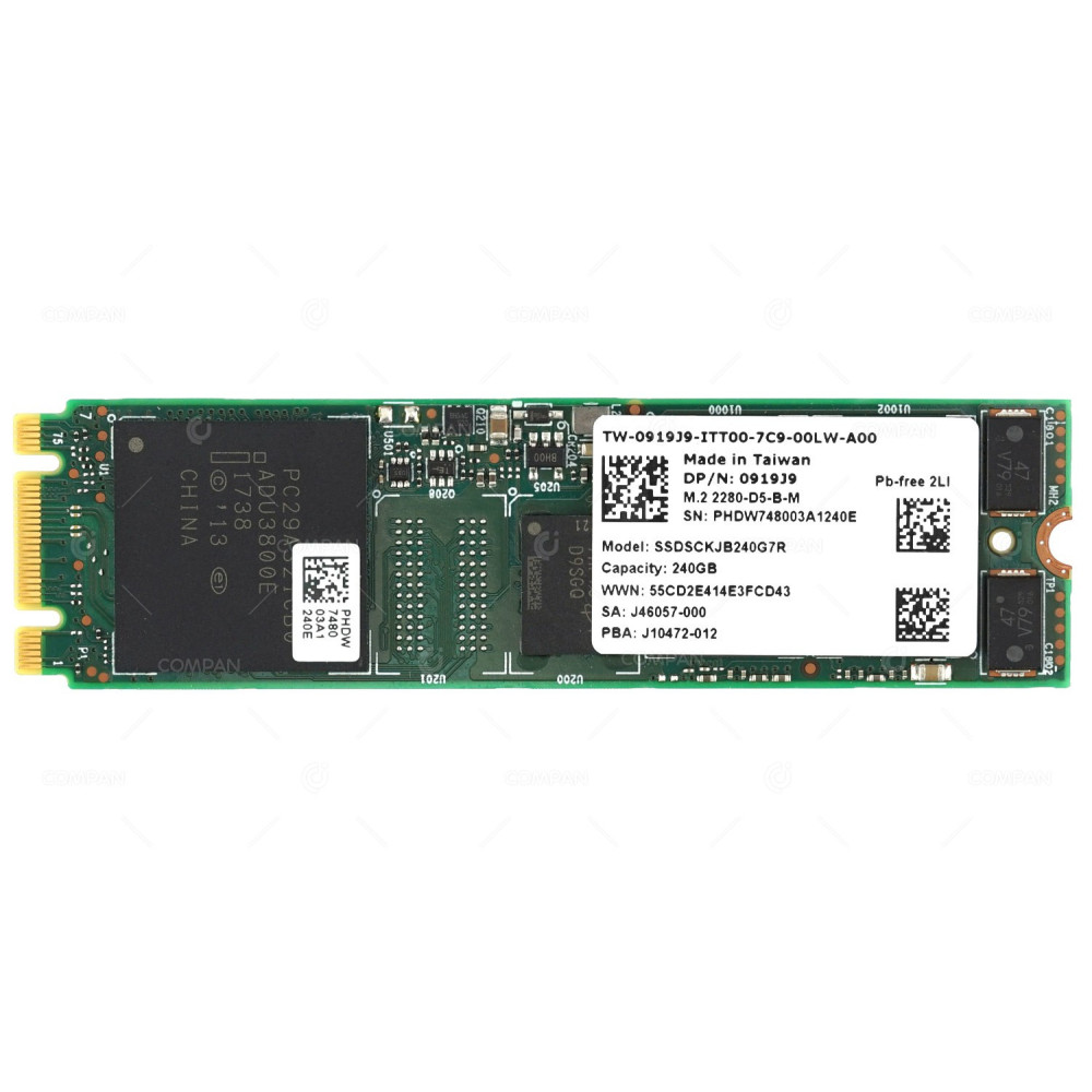 919J9 DELL INTEL 240GB SATAIII SSD M.2 2280 B AND M EDGE CONNECTOR 0919J9, SSDSCKJB240G7R