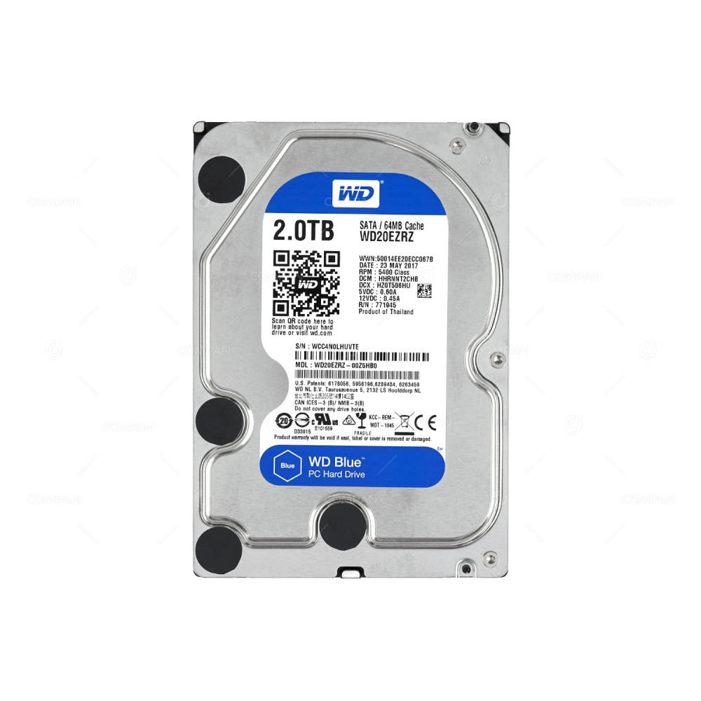 WD20EZRZ WD HARD DRIVE 2TB 5.4K 3.5 LFF SATA III 64MB CACHE WD20EZRZ-00Z5HB0