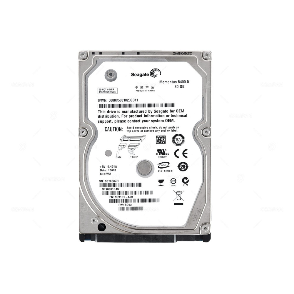 ST980310AS SEAGATE MOMENTUS 5400.5 HDD 80GB  5.4K  SATA  2.5" SFF