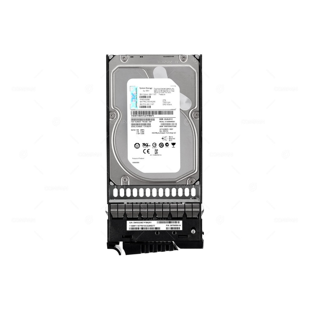 45W8286 IBM HARD DRIVE 2TB 7.2K 6G 3.5 LFF SAS 99Y1167, ST2000NM0001
