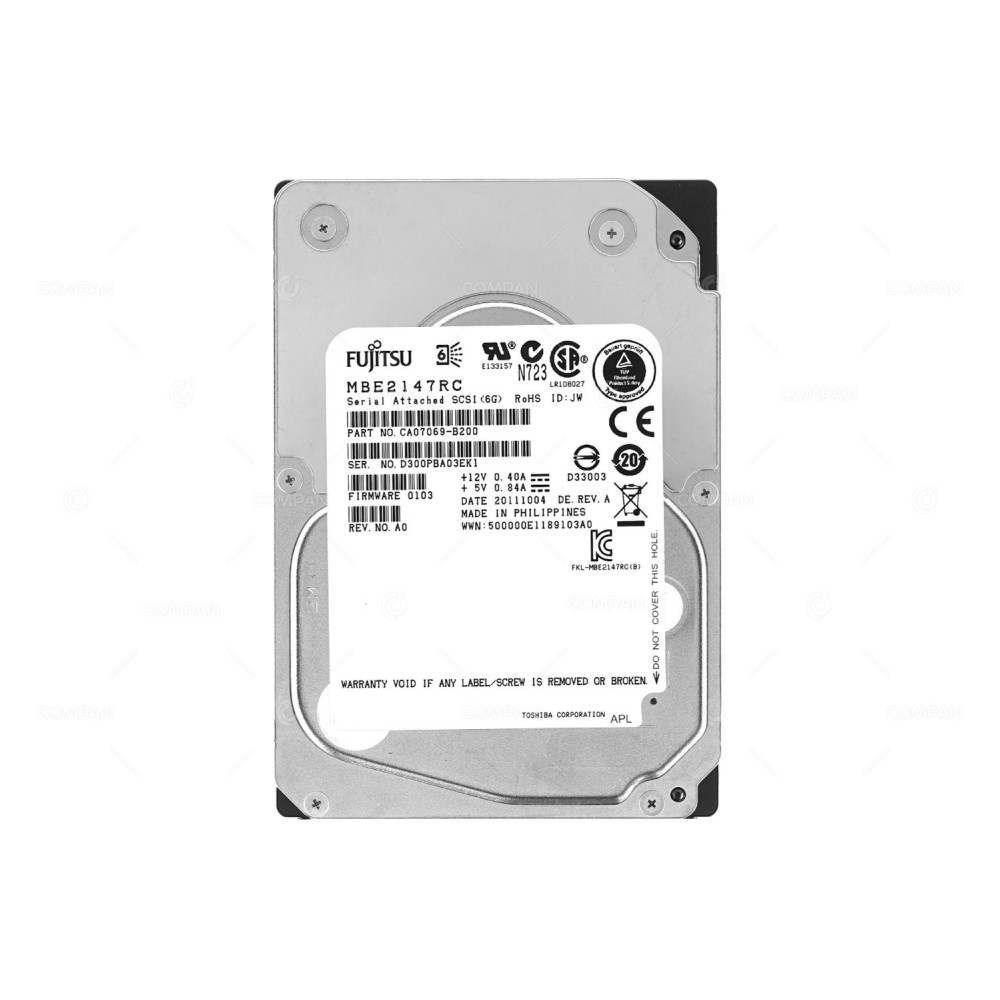 CA07069-B200 FUJITSU HARD DRIVE 146GB 15K 2.5 SFF SAS 6G 16MB CACHE MBE2147RC