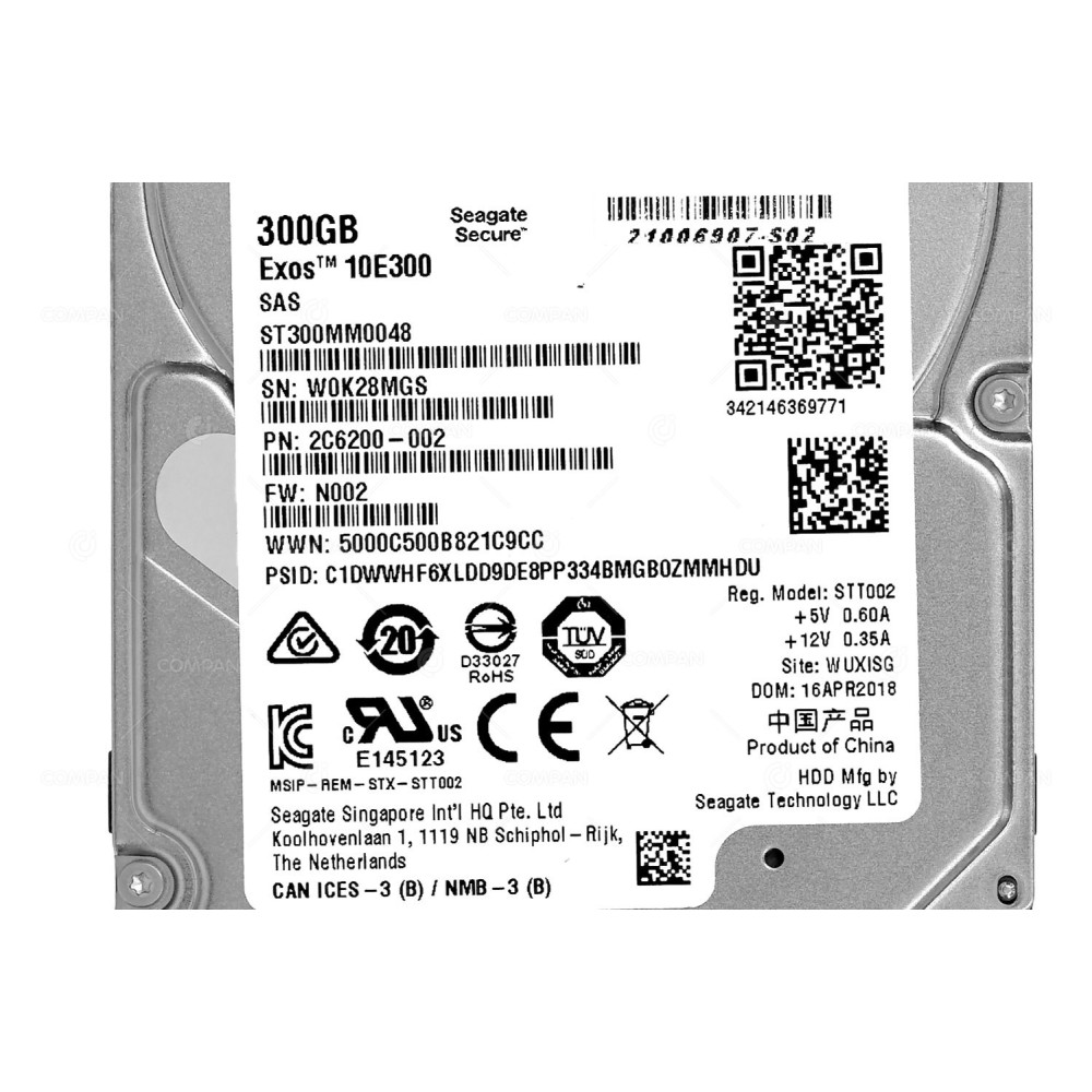 ST300MM0048 SEAGATE HARD DRIVE 300GB 10K 12GB SAS 2.5 SFF HOT-SWAP 2C6200-002