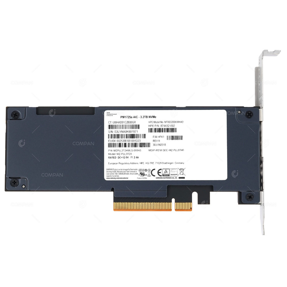 874432-002 HPE 3.2TB NVME DRIVE / MU MIXED USE HHHL HALF HEIGHT HALF LENGHT DS