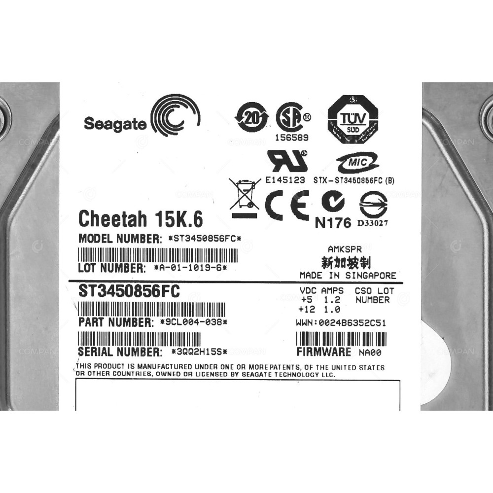 ST3450856FC SEAGATE HARD DRIVE 450GB 15K FC 3.5 LFF 9CL004-038