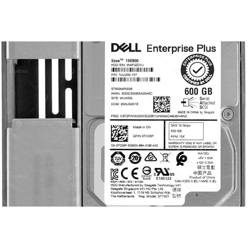 TC05P DELL HDD 600GB 15K SAS 12G 2.5 IN 3.5 CADDY HOT-SWAP