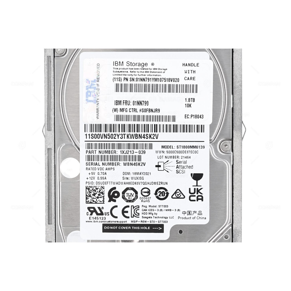 01NN790 IBM HARD DRIVE 1.8TB 10K 12G SAS 2.5 SFF HOT-SWAP FOR DS8880 -