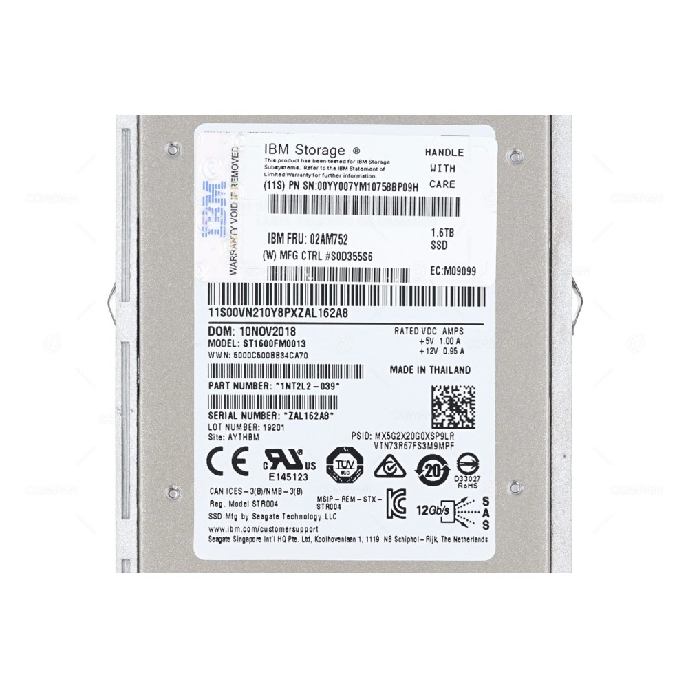 02AM752 IBM SSD 1.6TB / 12G SAS / 2.5" SFF / HOT-SWAP FOR DS8880