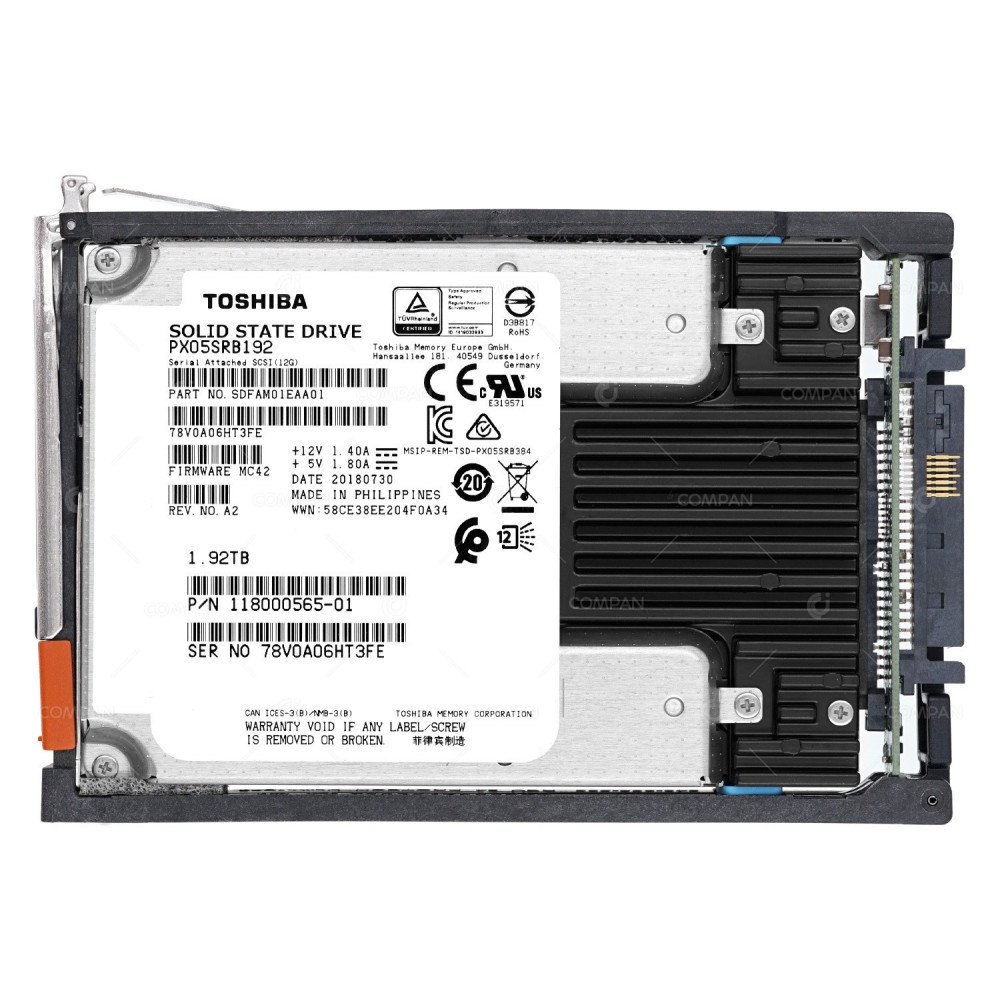 005052383 EMC SSD 1.92TB 6/12G SAS 2.5 SFF FLASH FOR UNITY DAE 118000565-01, PX05SRB192