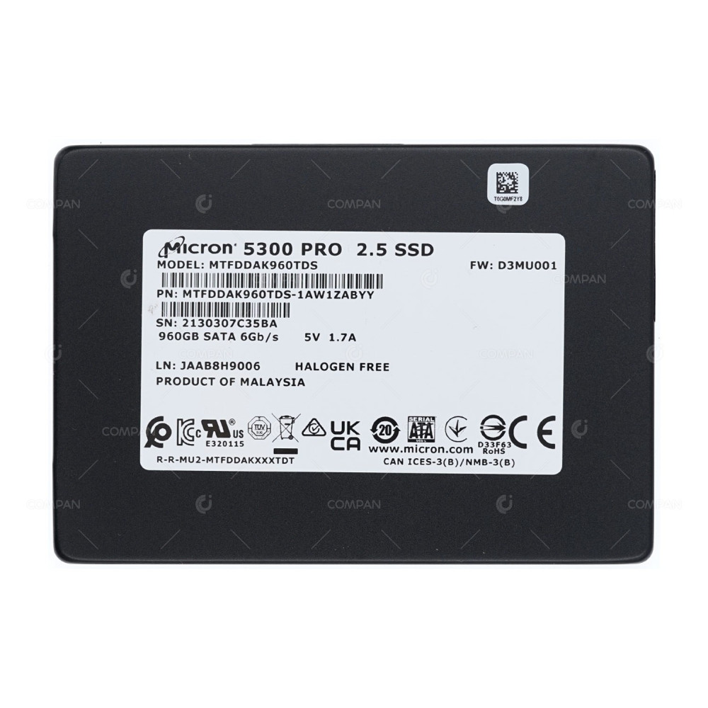 MTFDDAK960TDS MICRON 960GB 6GB SATA 2.5 SFF SSD 5300 PRO MTFDDAK960TDS-1AW1ZABYY, JAAB8H9006