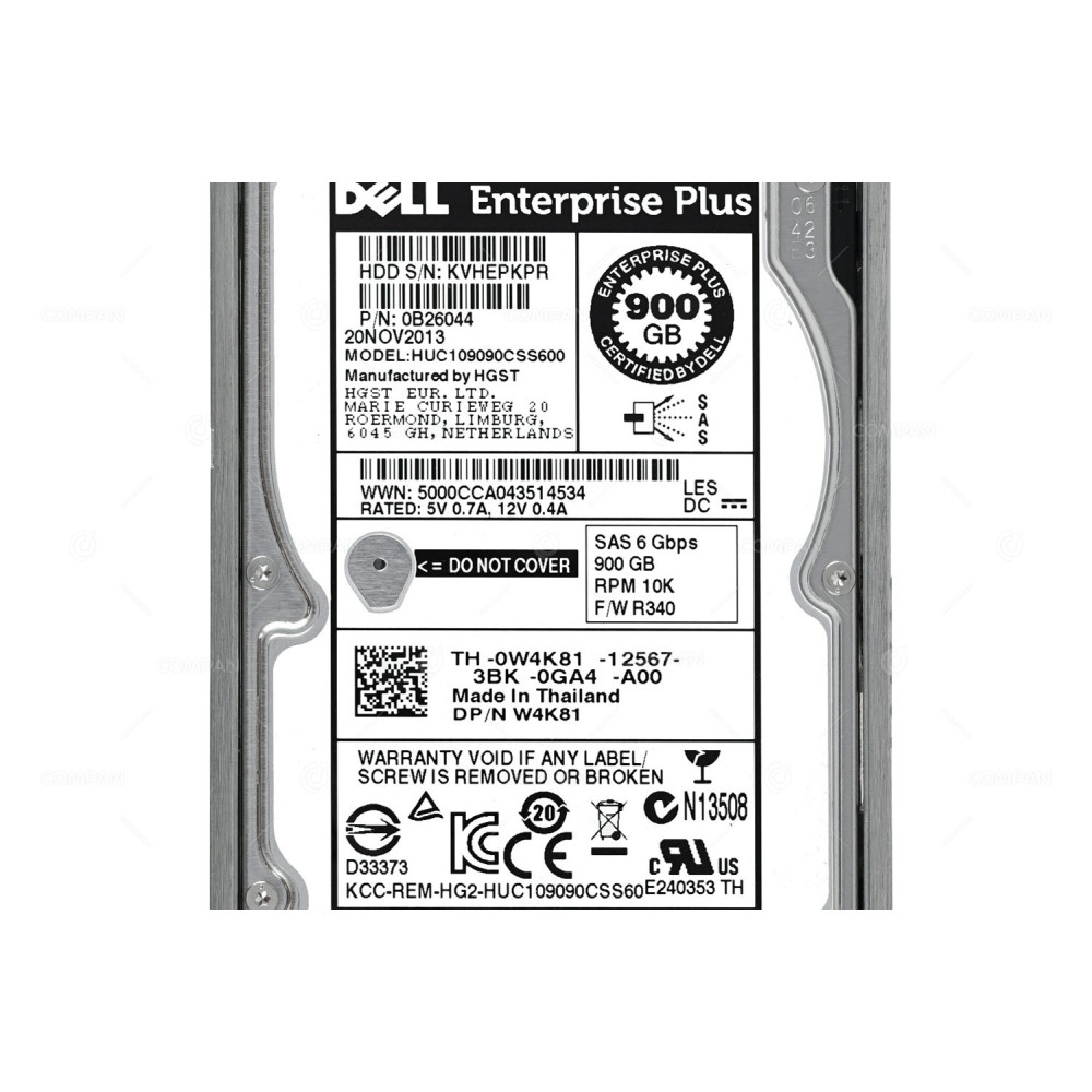 W4K81 DELL 900GB 10K 6G SAS 2.5 SFF FOR COMPELLENT PS-M4110 0W4K81, 0B26044, HUC109090CSS600