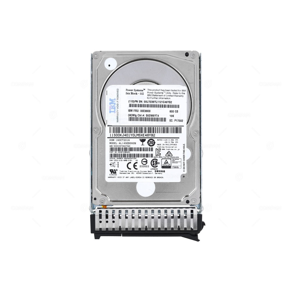 00E9900 IBM HARD DRIVE 600GB 10K 12G RPM 528 BLOCK SIZE 2.5 SFF SAS DRIVE AIX AND LINUX FOR S822 PSERIES POWER8 59D0, 00LY236