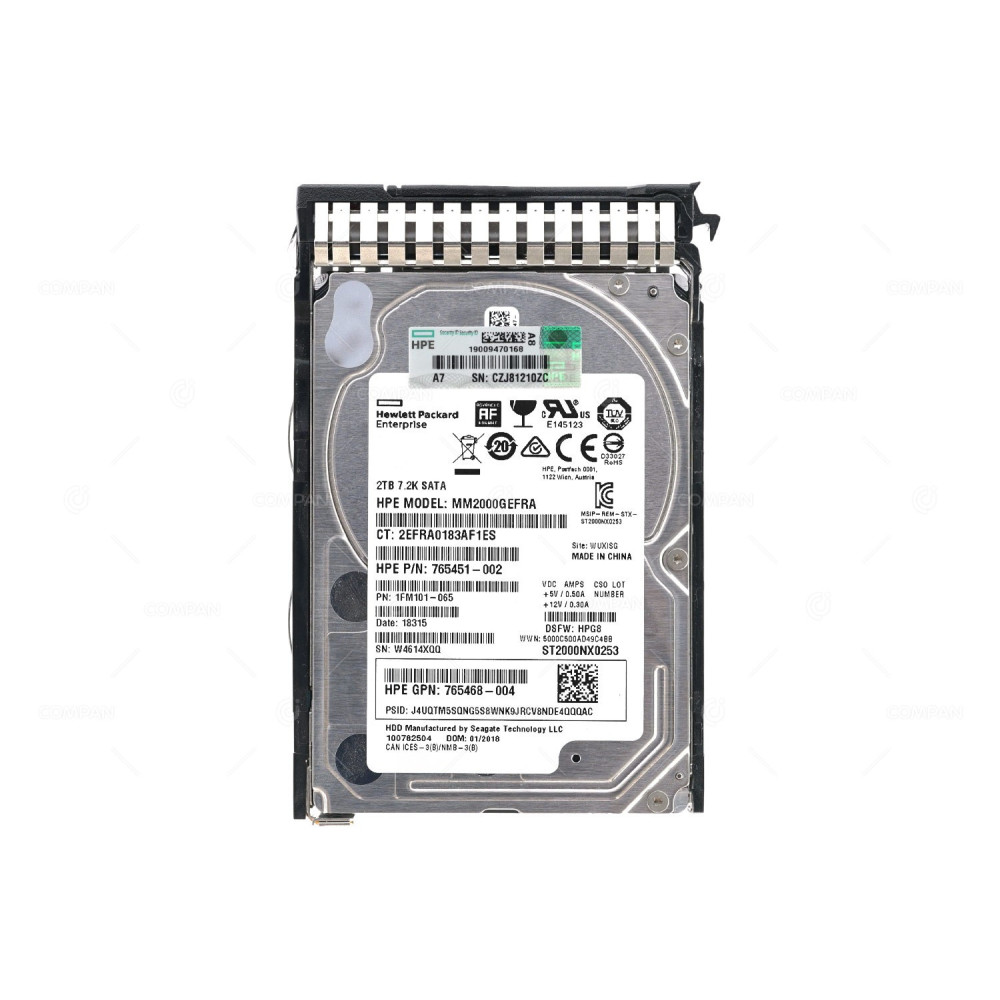 765869-001 HP HARD DRIVE 2TB 7.2K 2.5 SFF SATA FOR HP DL360 G10