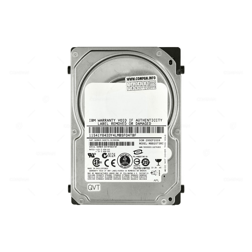 MBB2073RC FUJITSU HARD DRIVE 73GB 10K 3G SAS 2.5 SFF CA06731-B15900BA
