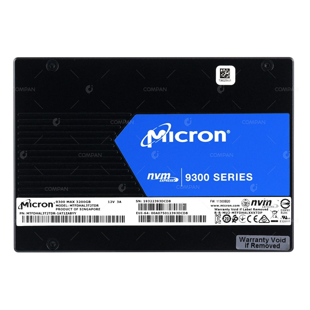 MTFDHAL3T2TDR-1AT1ZABYY MICRON 9300 MAX 2.5 SFF 3.2TB U.2 3D TLC NVME DRIVE MTFDHAL3T2TDR