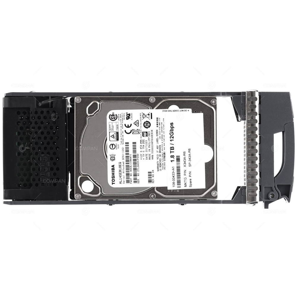 X343A-R6  NETAPP HARD DRIVE 1.8TB 10K 12G SAS 2.5 SFF FOR DS2246 DS224C FAS2650 FAS2750