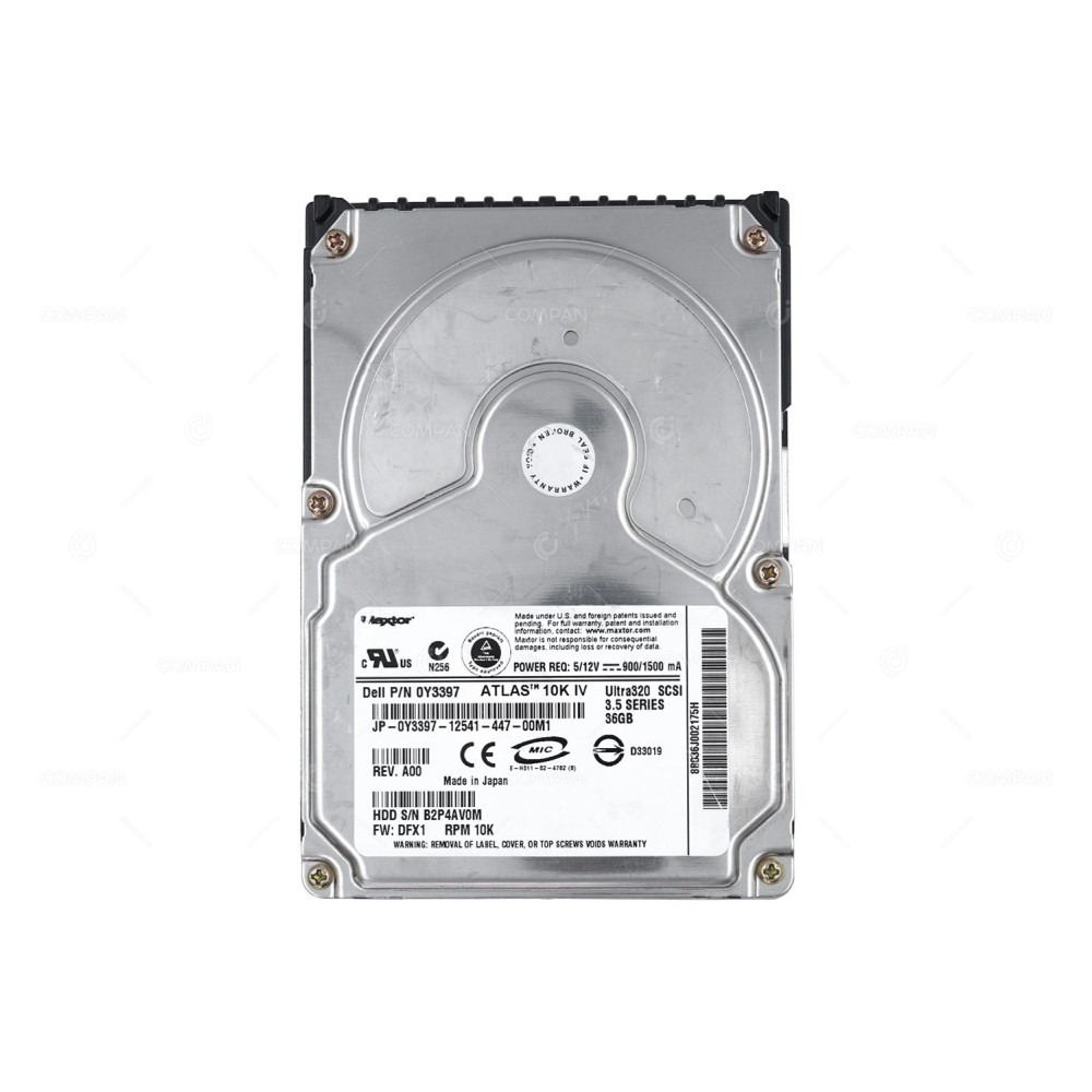 Y3397  DELL HARD DRIVE 36GB 10K U320 SCSI 3.5 LFF HOT-SWAP