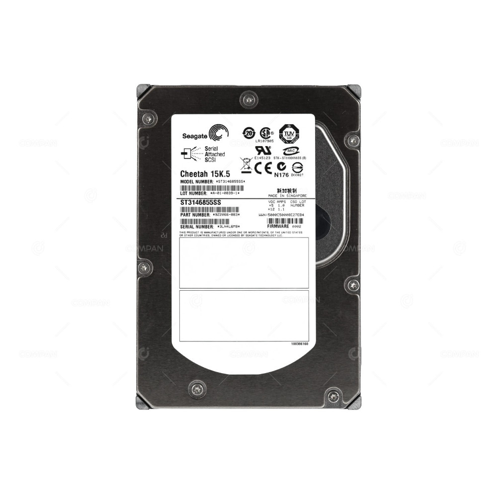 ST3146855SS  SEAGATE HARD DRIVE 146GB 15K 3G SAS 3.5 LFF HOT-SWAP