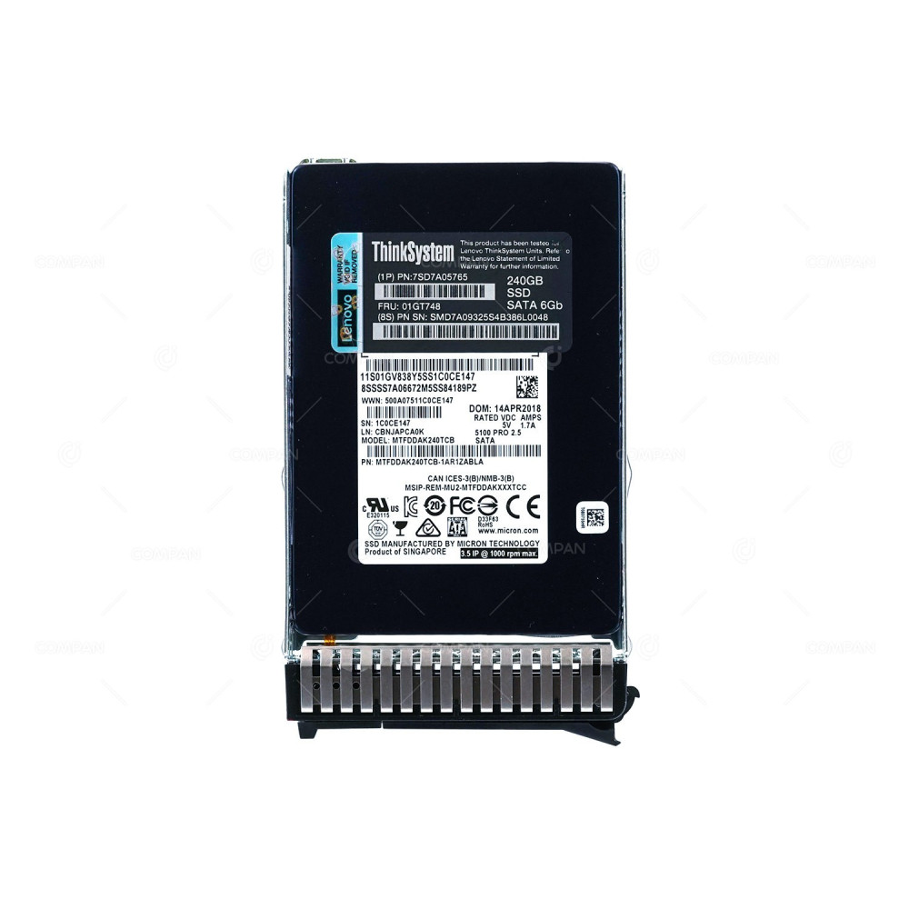 01GT748  LENOVO SSD 240GB 6G SATA 2.5 SFF 5100 HOT-SWAP FOR THINKSYSTEM