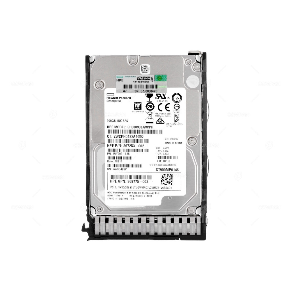 870798-001 HP HDD 900GB / 15K / SAS 12G / 2.5" SFF / FOR DL360 DL380 G8 G9 G10