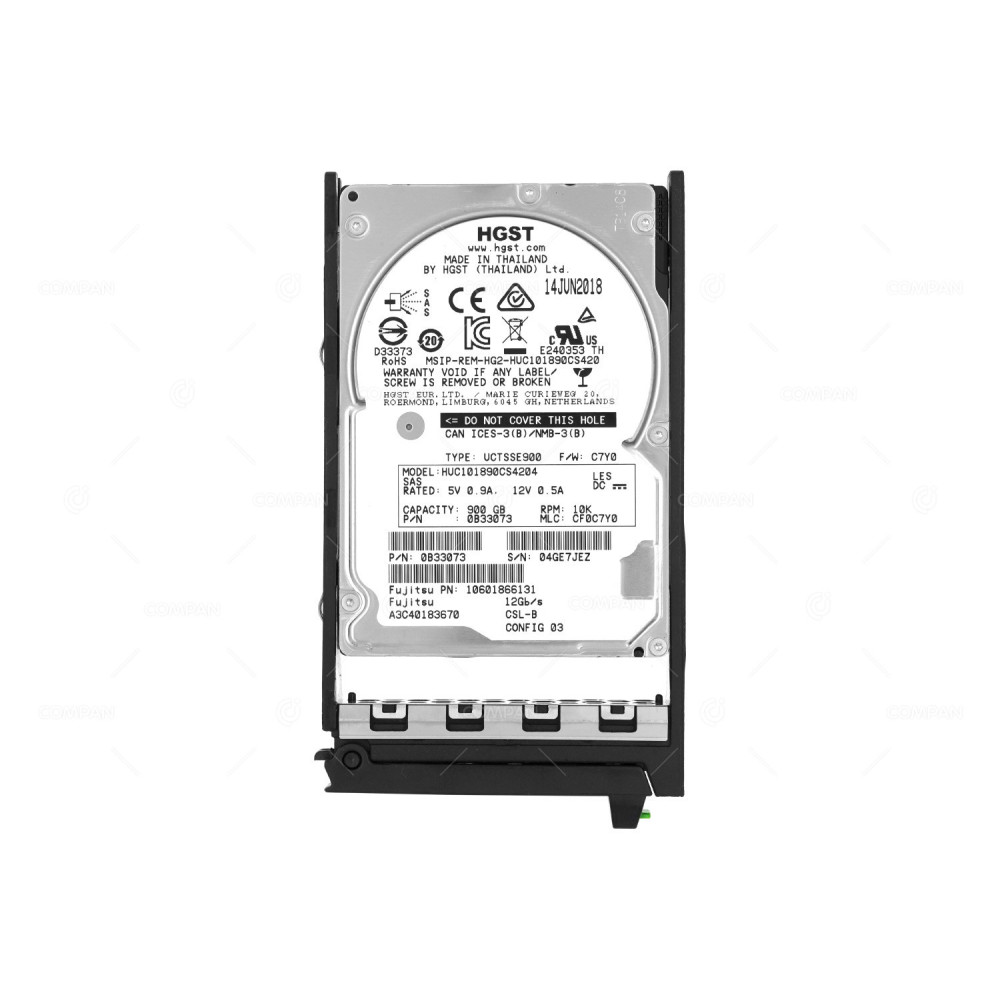 A3C40183670 FUJITSU HDD 900GB 10K SAS 6G 2.5" SFF FOR RX2530 M4 RX2540 M4