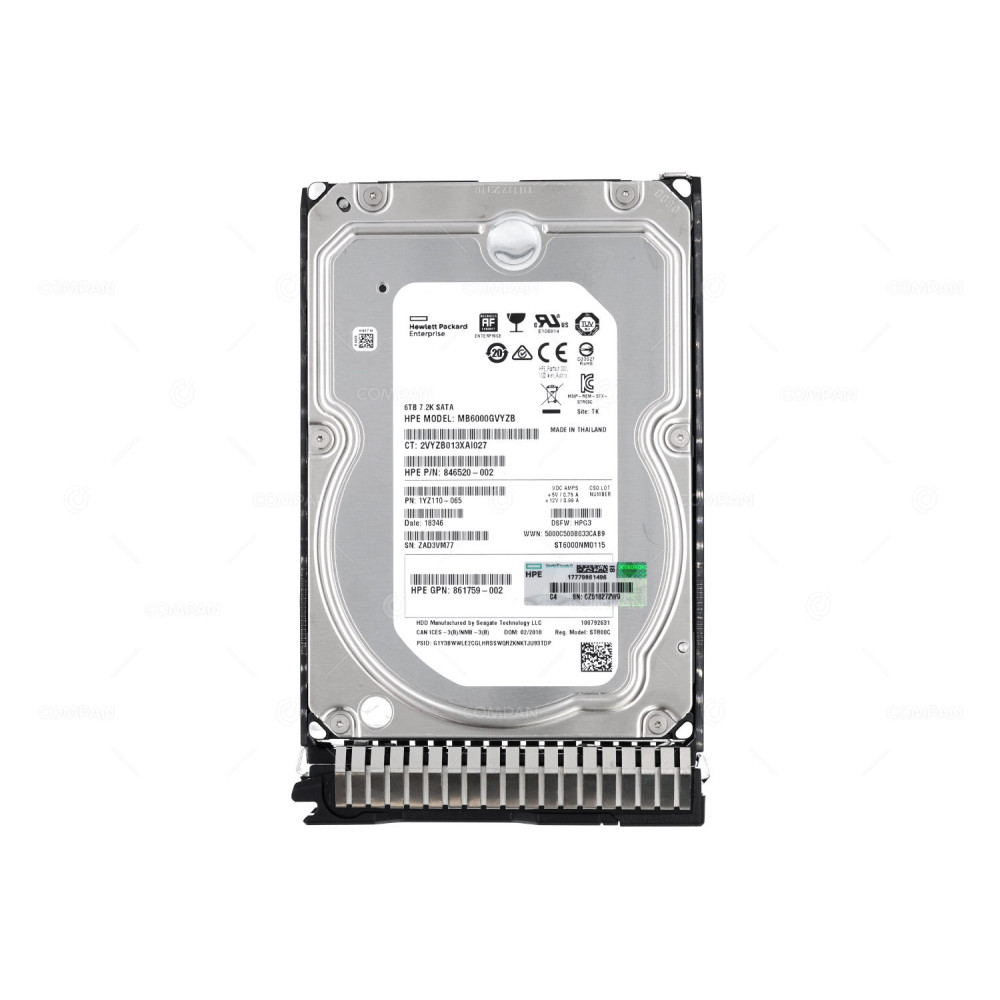 862138-001 HP HDD 6TB SATA 6G 7.2K DS 3.5" LFF FOR DL380 G8 G9 G10