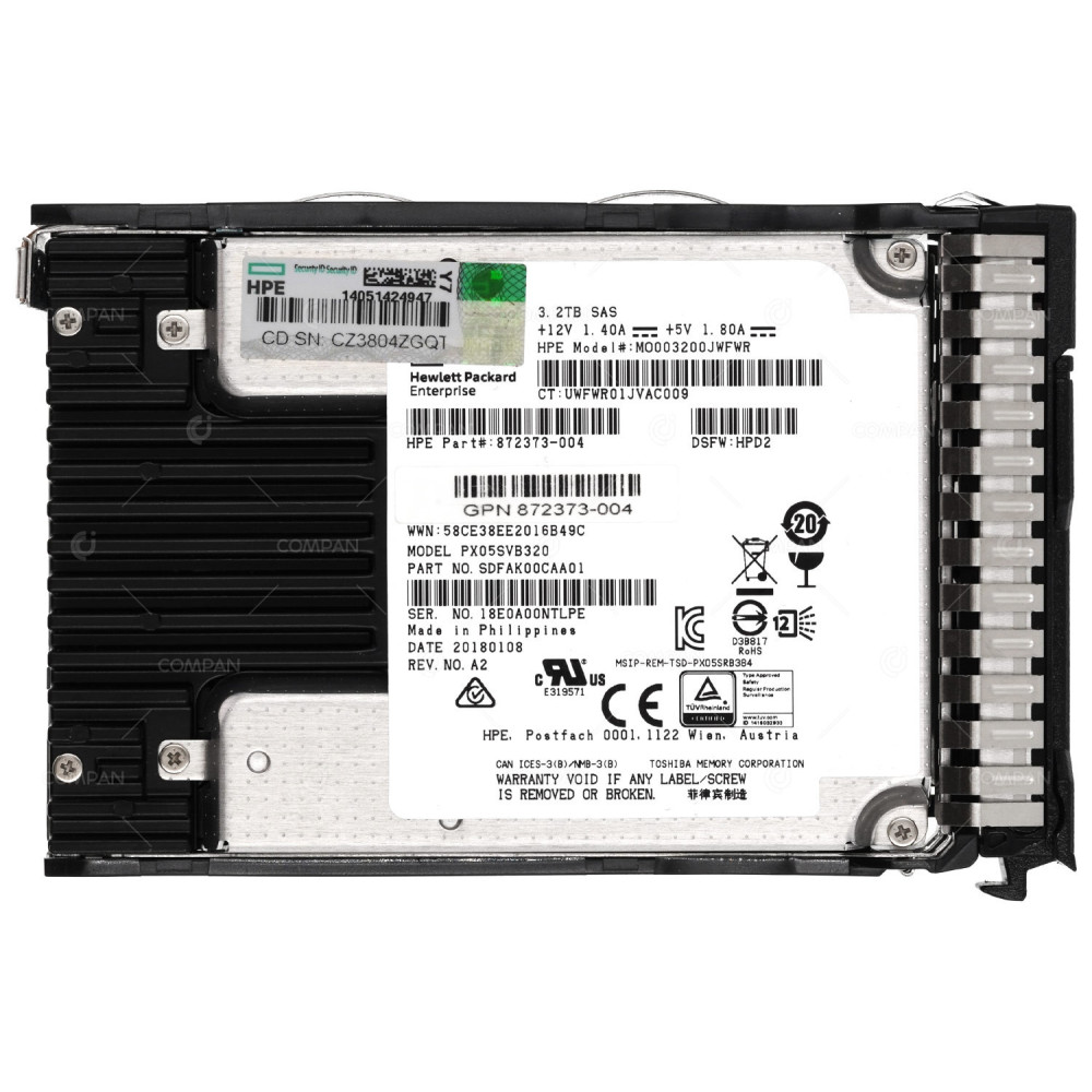 872511-001 HP SSD 3.2TB SAS 12G DS 2.5" LFF HOT-SWAP FOR DL380 G8-G10