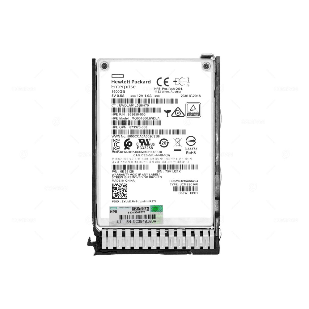 873570-001 HP SSD 1.6TB / 2.5" SFF / SAS 12G / MU SC DS DRIVE