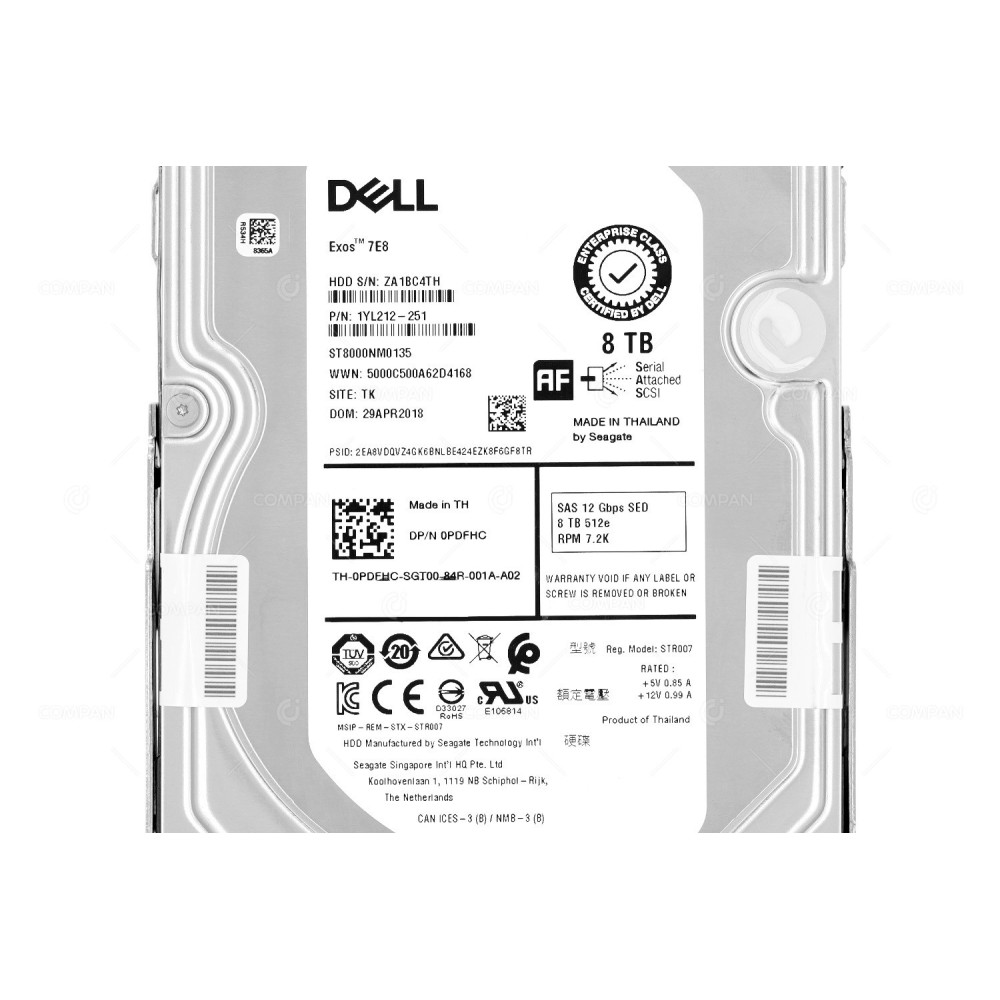 PDFHC MD DELL HDD 8TB 7.2K NL-SAS 12G 3.5" LFF SED FOR MD3460