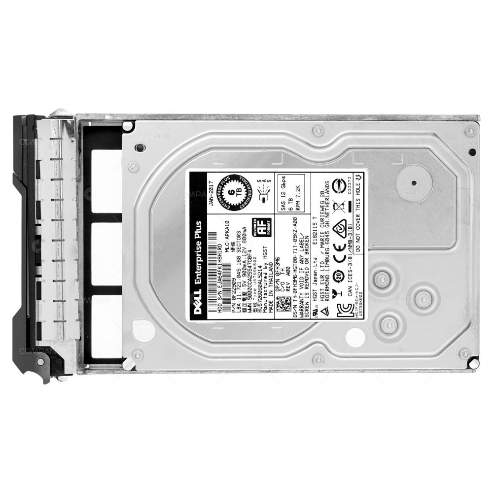 FH3M6 DELL HDD 6TB 7.2K SAS 12G 3.5" LFF FOR DELL COMPELLENT