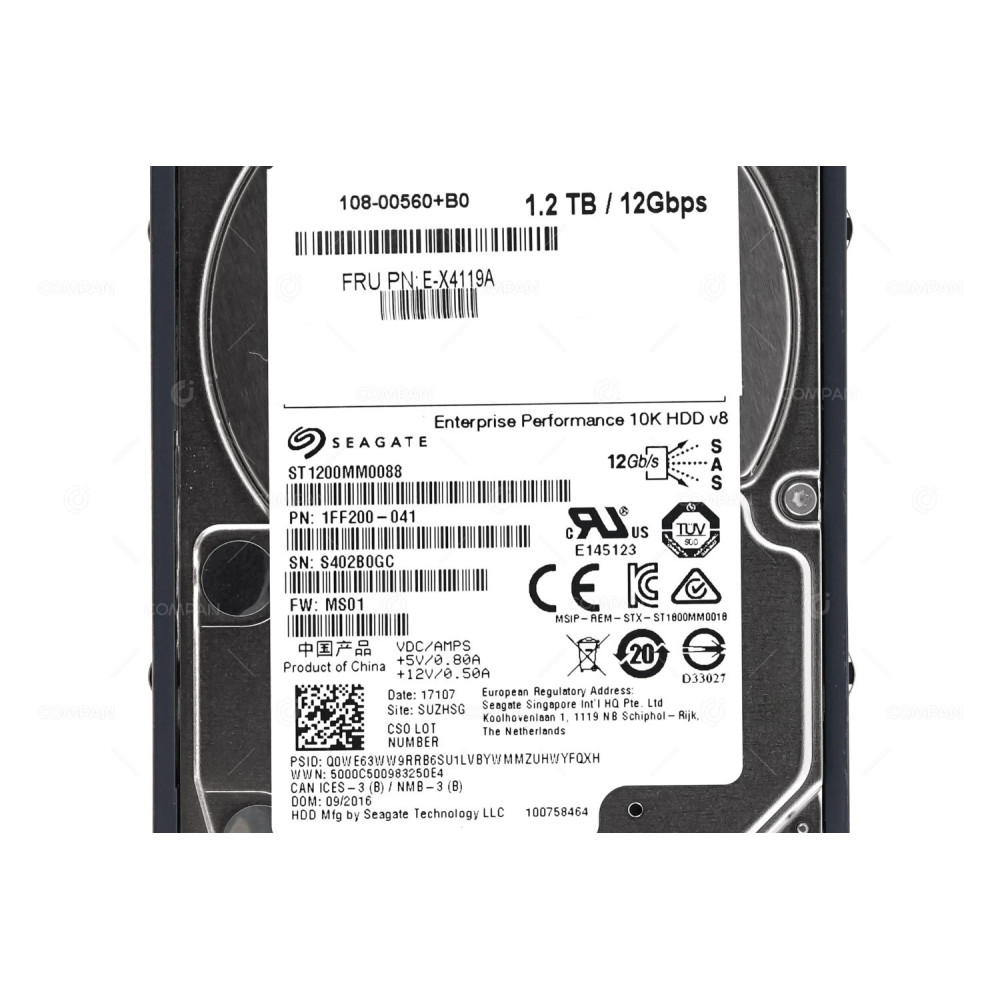 E-X4119A  NETAPP HDD 1.2TB / 10K / SAS 12G / 2.5" SFF / FOR E2824 DE224C