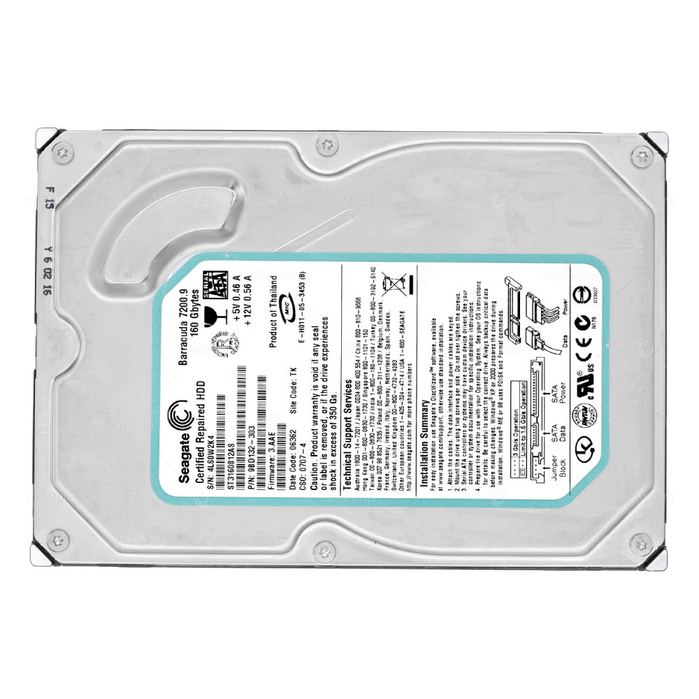 ST3160812AS SEAGATE HDD 160GB 7.2K SATA 3G 3.5" LFF