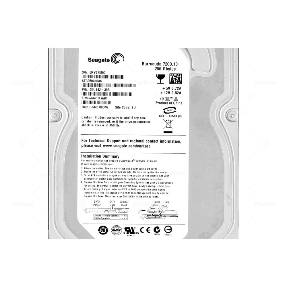 ST3250410AS  SEAGATE HDD 250GB 7.2K SATA 3G 3.5" LFF