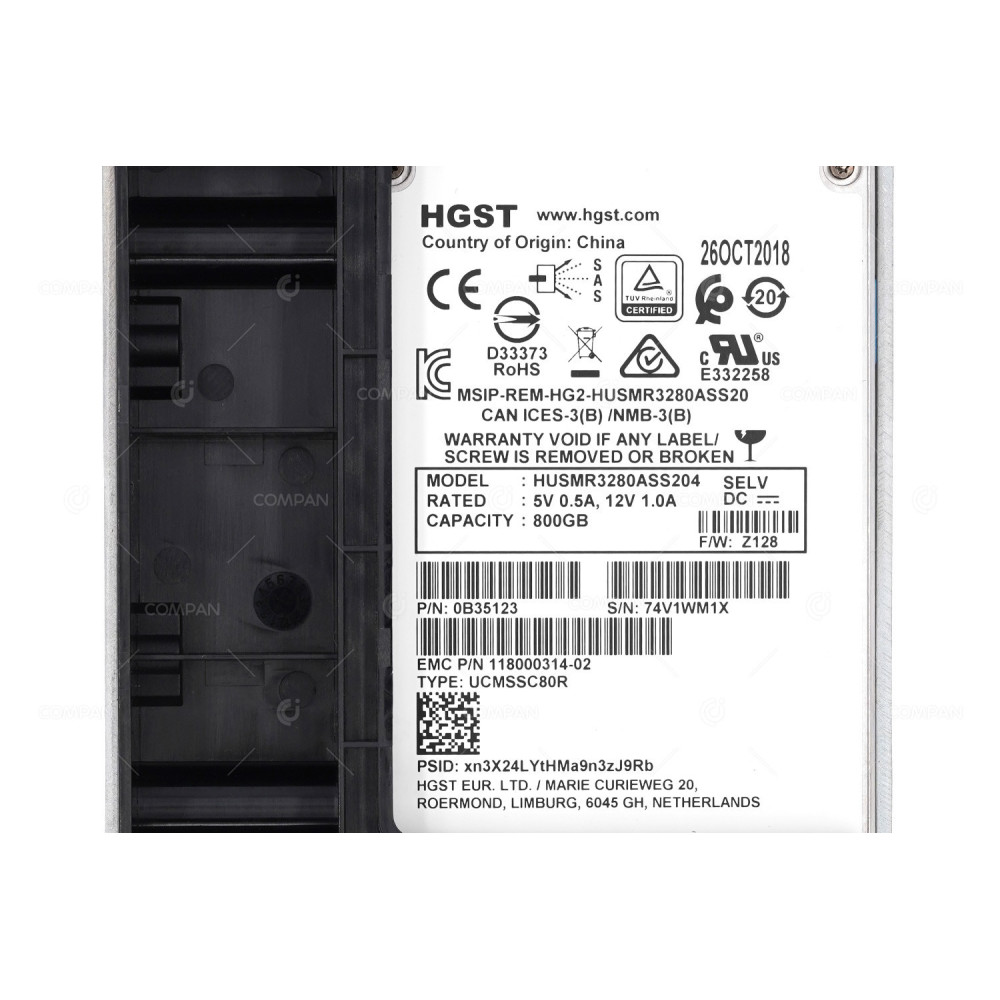 005052271 EMC SSD 800GB SAS 12G 2.5" SFF FOR EMC DATADOMAIN