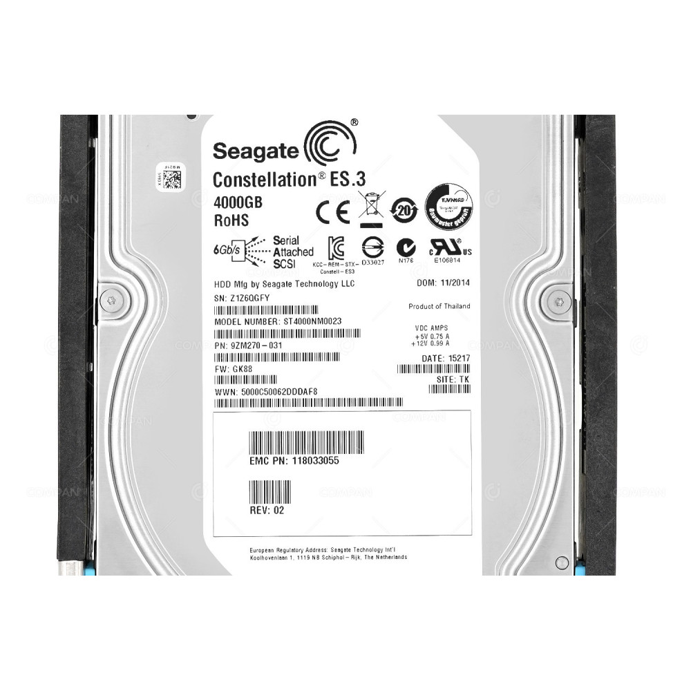 005050749 EMC 4TB 7.2K 3.5 LFF 6G SAS HARD DRIVE FOR VNX5200 VNX5400 VNX5600 VNX5800 VNX7600 VNX8000 ST4000NM0023, 9ZM270-031, 118033055