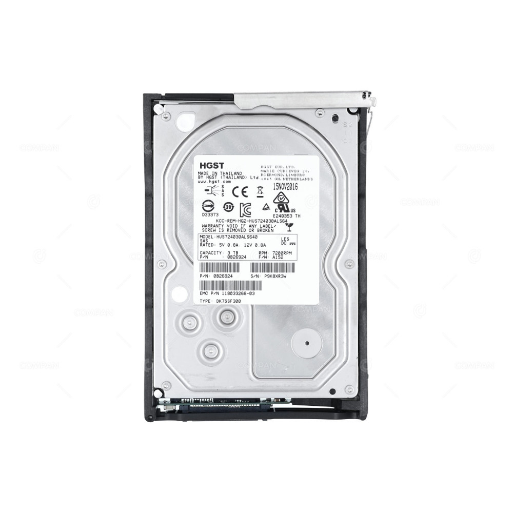 005051357 EMC 3TB 3.5 LFF 7.2K 6G SAS HARD DRIVE FOR DATA DOMAIN 9800 DS60 0B26924, HUS724030ALS640