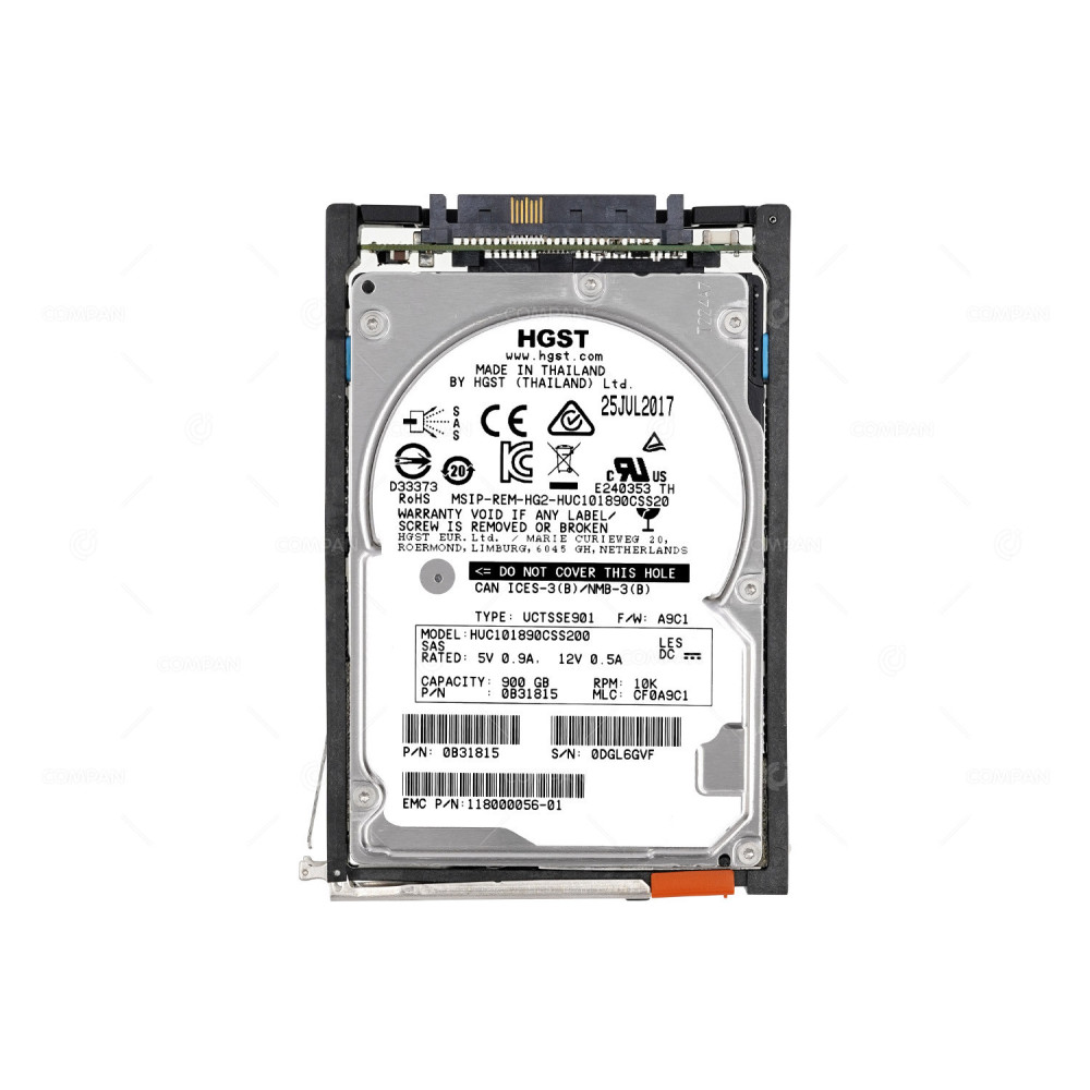 005051467 EMC HARD DRIVE 900GB 10K 12G SAS 2.5 SFF HOT-SWAP FOR EMC VNX 118000056-01,HUC101890CSS200