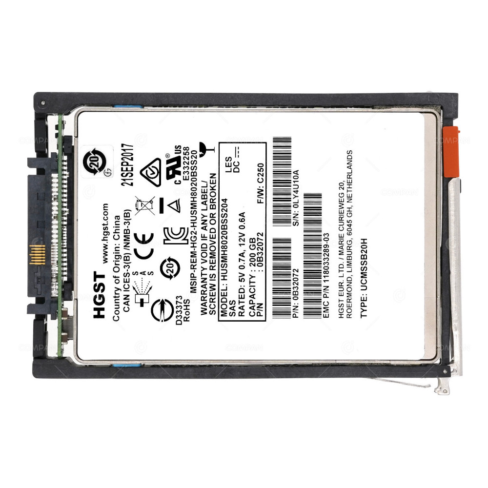 005051585 EMC SSD 200GB 6/12G EFD SAS 2.5 SFF HOT-SWAP FOR UNITY 300F HUSMH8020BSS200, 118033289-03, 0B32072
