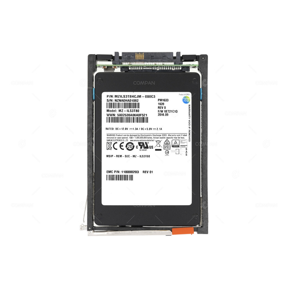 005051749 EMC 3.84TB 6/12G PM1633 SSD FLASH 2.5 SFF SAS FOR VMAX 11800203, PM1633, MZILS3T8HCJM-000C3, MZ-ILS3T80
