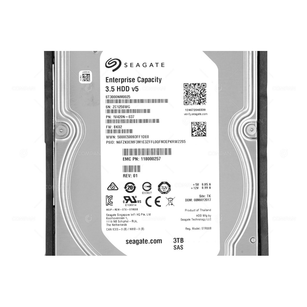 005052088 EMC 3TB 3.5 LFF 7.2K 6G SAS HARD DRIVE FOR DATA DOMAIN 9800 ST3000NM0025, 1V420N-037, 118000257
