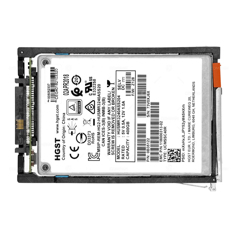 005052337 EMC 400GB 12G SAS 2.5 SFF SSD FOR UNITY DAE 118000313-02, 0B35122,  HUSMR3240ASS204