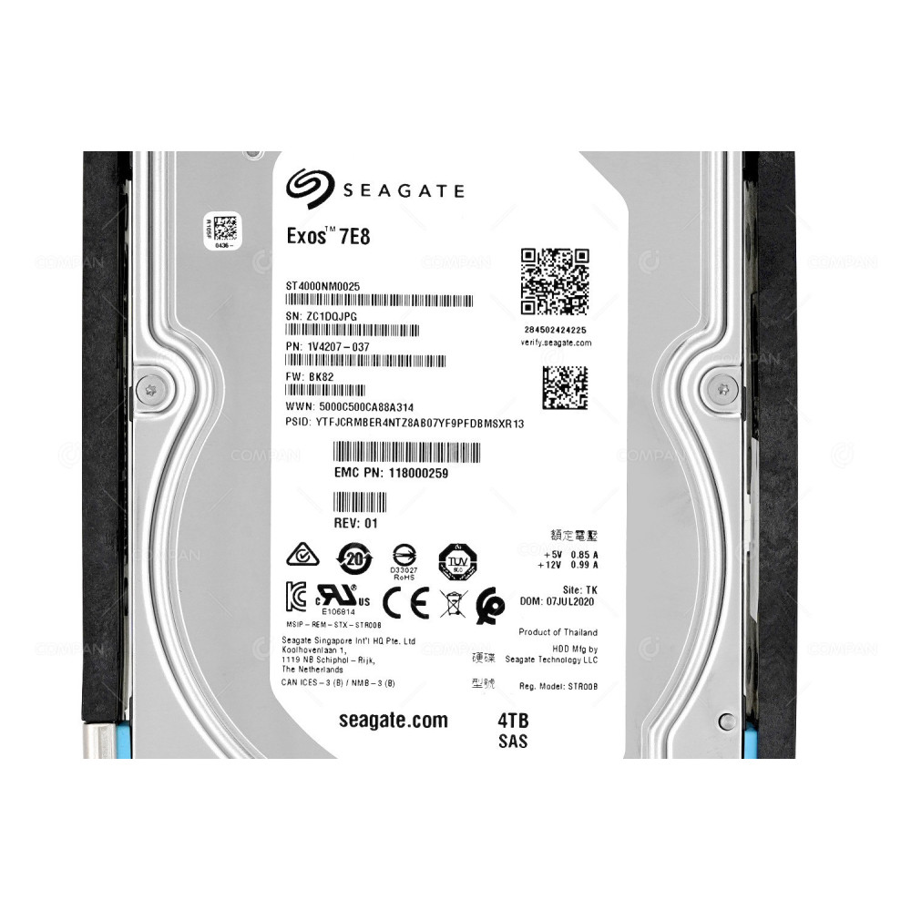 005053368 EMC 4TB 7.2K 3.5 LFF 12G SAS HARD DRIVE 1V4207-037, 118000259, ST4000NM0025
