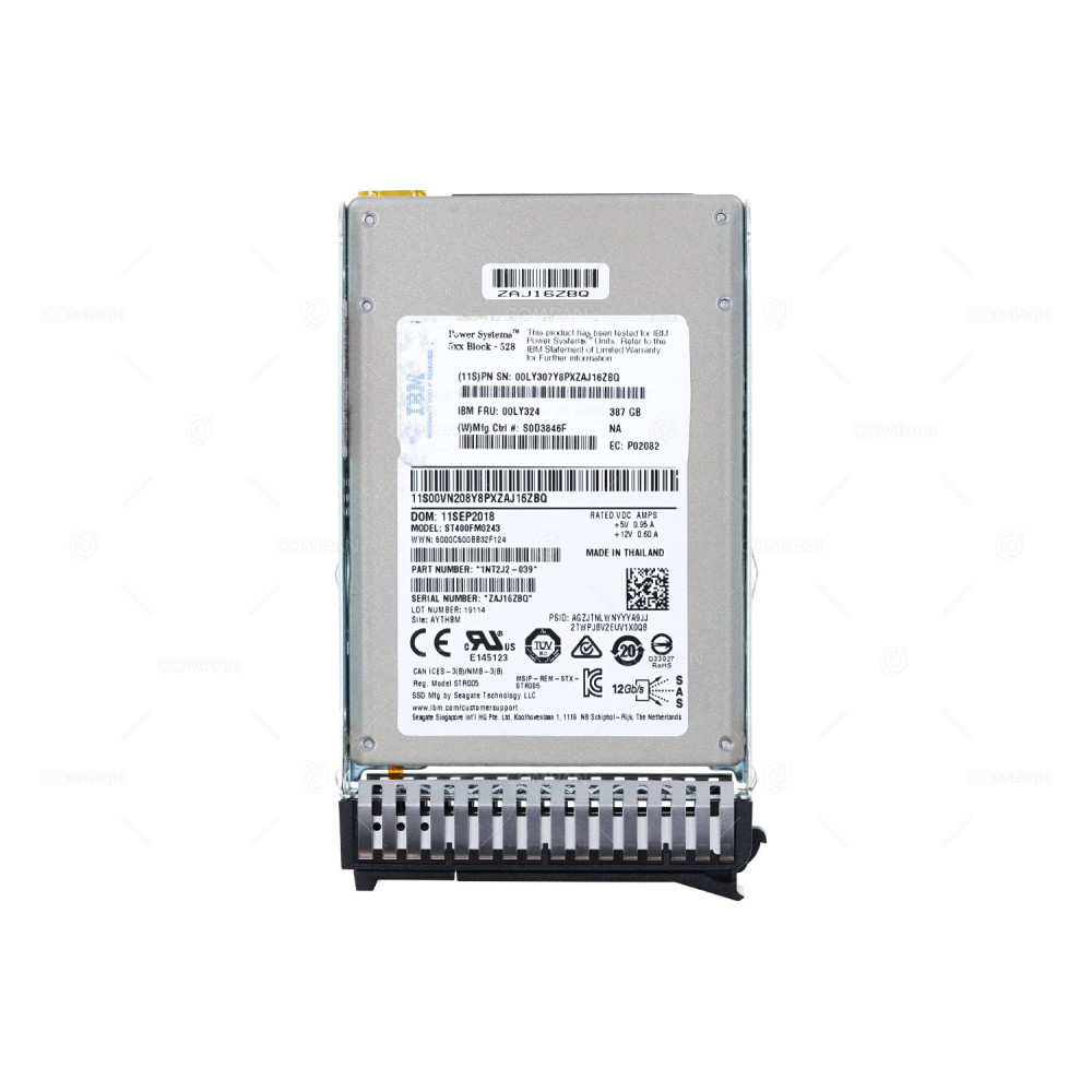 00LY324 IBM 387GB 6G SAS EMLC SSD 528 BLOCK SIZE FOR S924  PSERIES POWER9 ST400FM0243