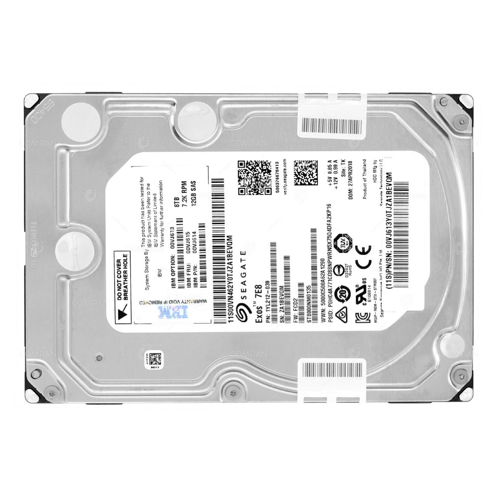 00VJ615 NO CADDY IBM HARD DRIVE 8TB 7.2K 12G SAS 3.5 LFF HOT-PLUG FOR TS7760 NO CADDY 00VJ614, 00VJ613, ST8000NM0135