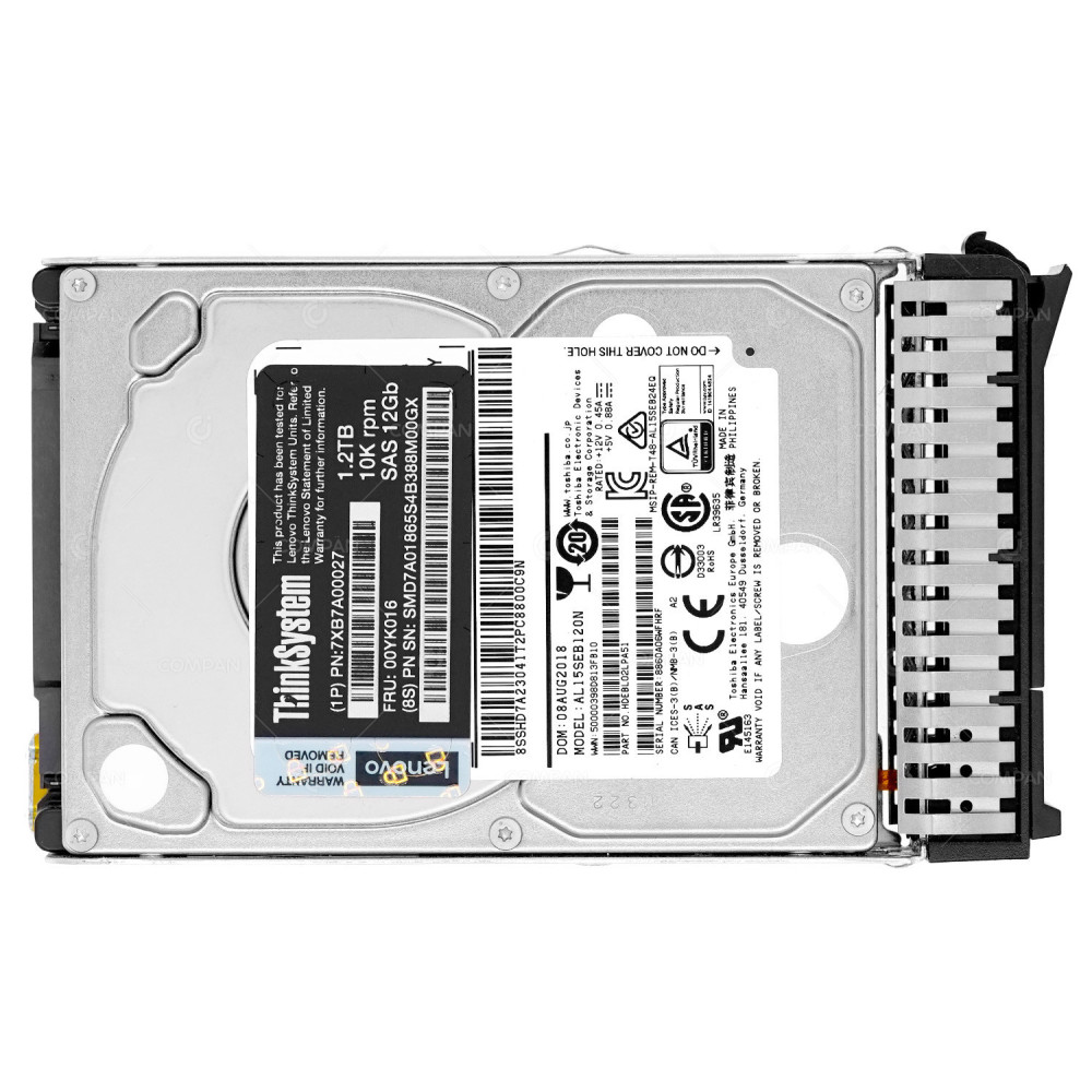 00YK016 LENOVO THINKSYSTEM 1.2TB 10K 12G SAS 2.5 SFF HARD DRIVE 1P7XB7A00027, AL15SEB120N, ST1200MM0009