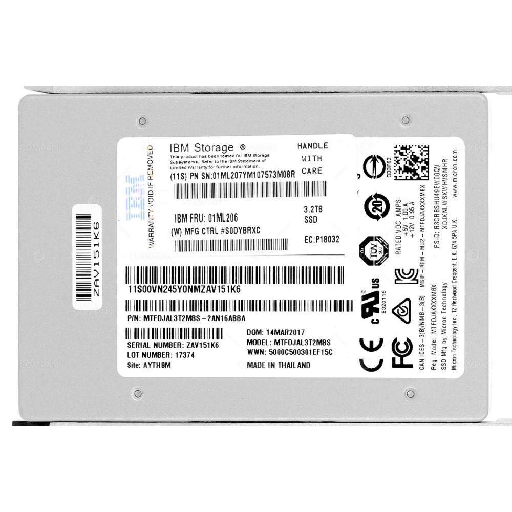 01ML206 IBM 3.2TB 12G SAS 2.5 SFF SSD MTFDJAL3T2MBS