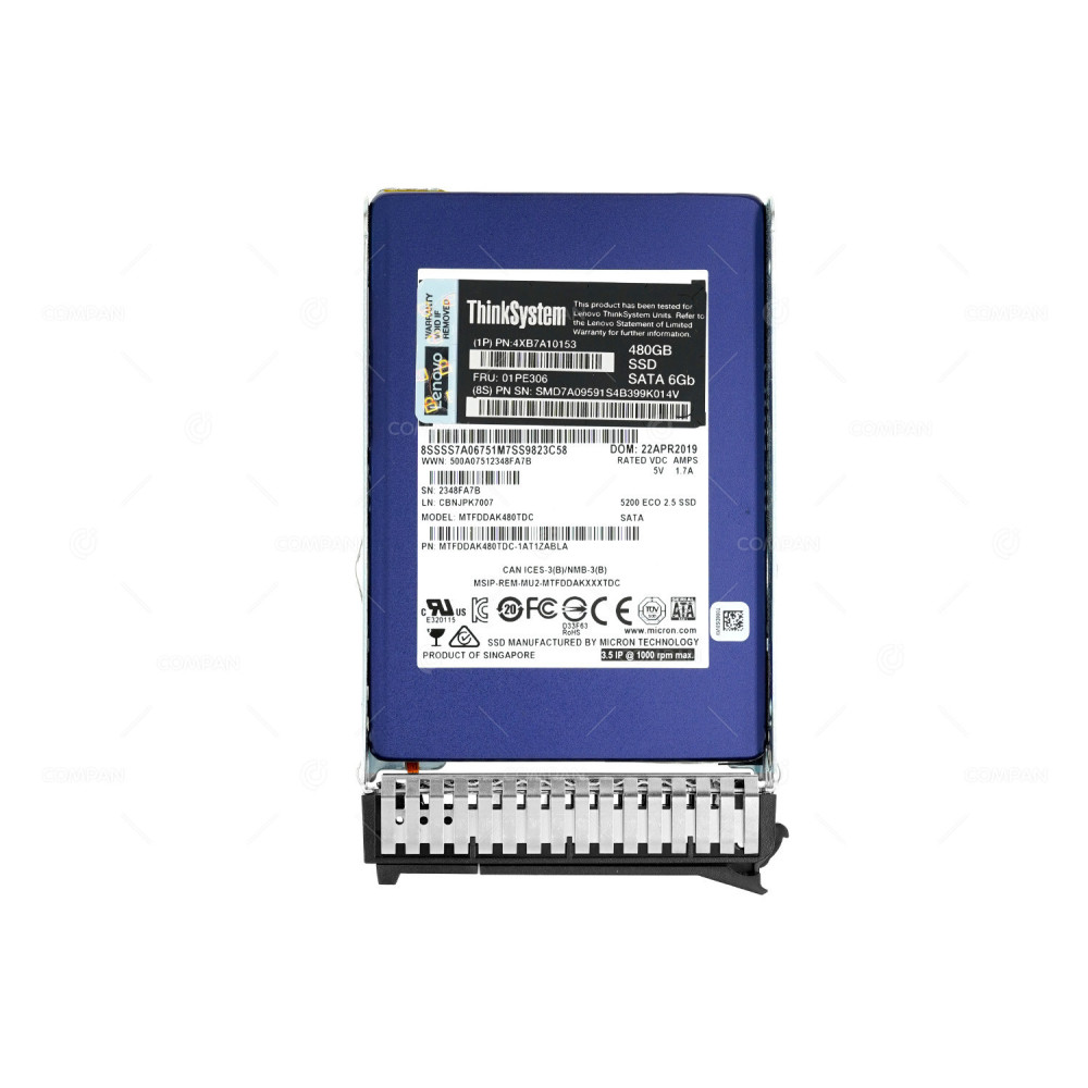 01PE306 LENOVO THINKSYSTEM 480GB 6G SATA 2.5 SFF SSD MTFDDAK480TDC