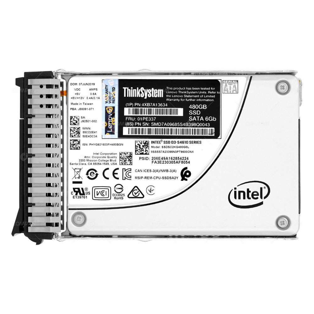 01PE337 LENOVO THINKSYSTEM 480GB 6G SATA 2.5 SFF SSD SSDSC2KG480G8L