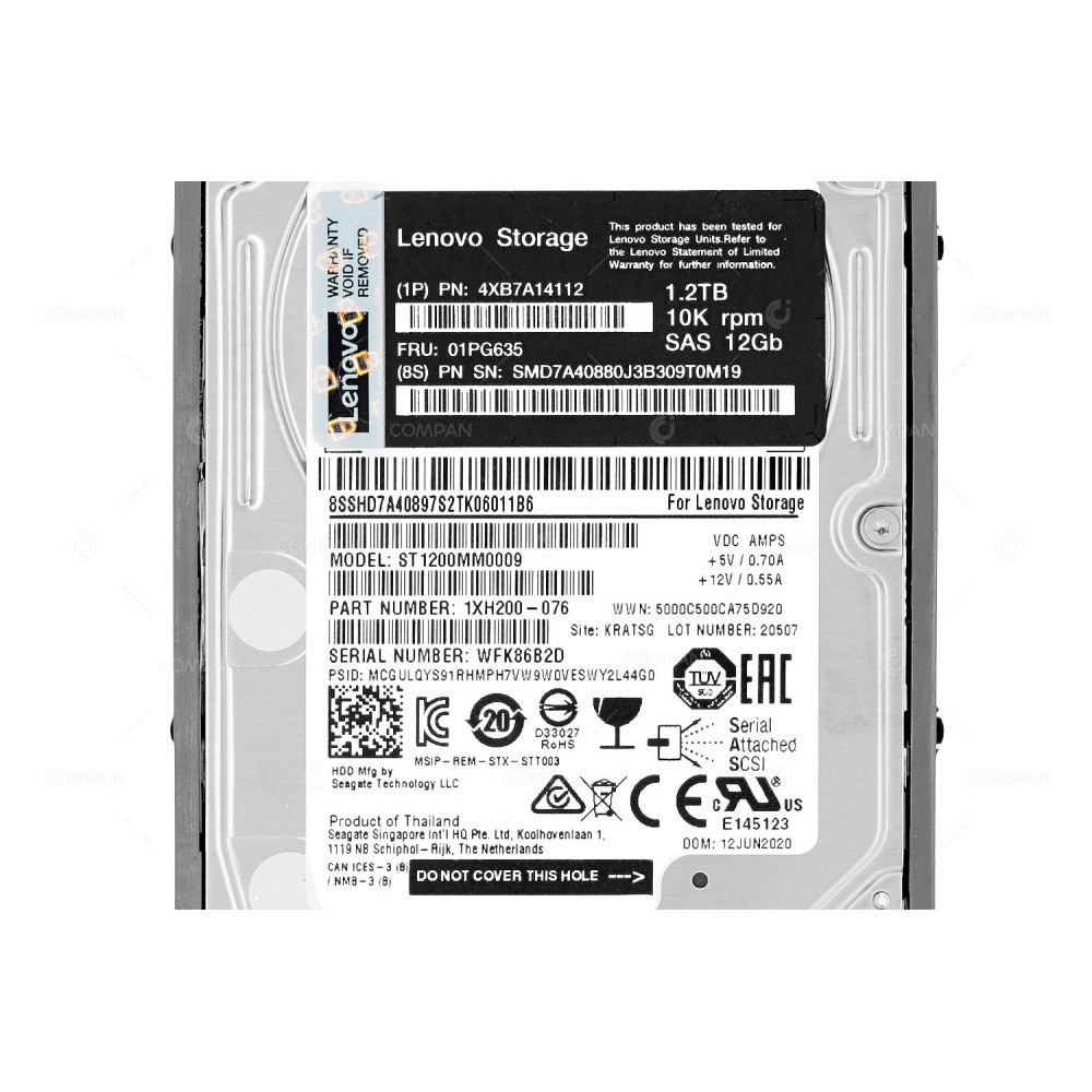 01PG635 IBM HDD 1.2TB 10K SAS 12G 2.5" SFF FOR LENOVO THINKSYSTEM DE240S