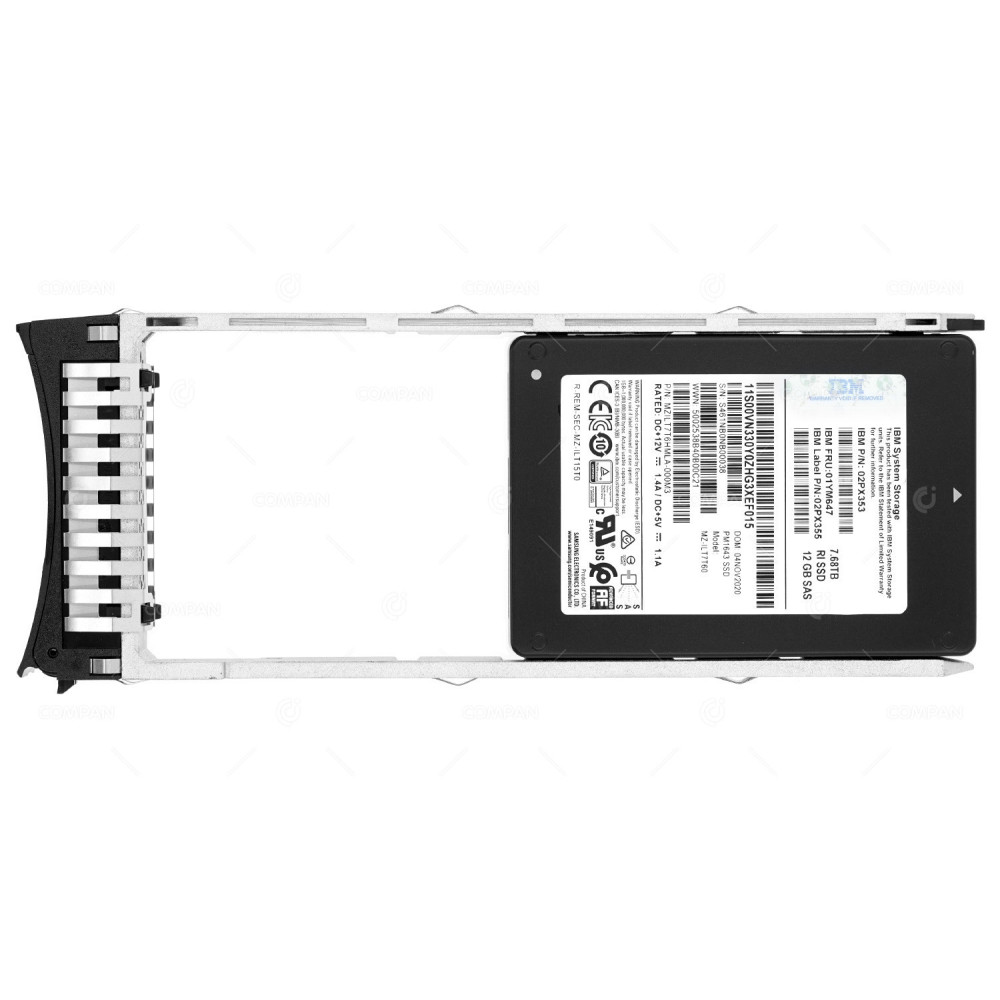 01YM647 IBM 7.68TB 12G SAS 2.5 SFF SSD 02PX353, 02PX355, MZ-ILT7T60