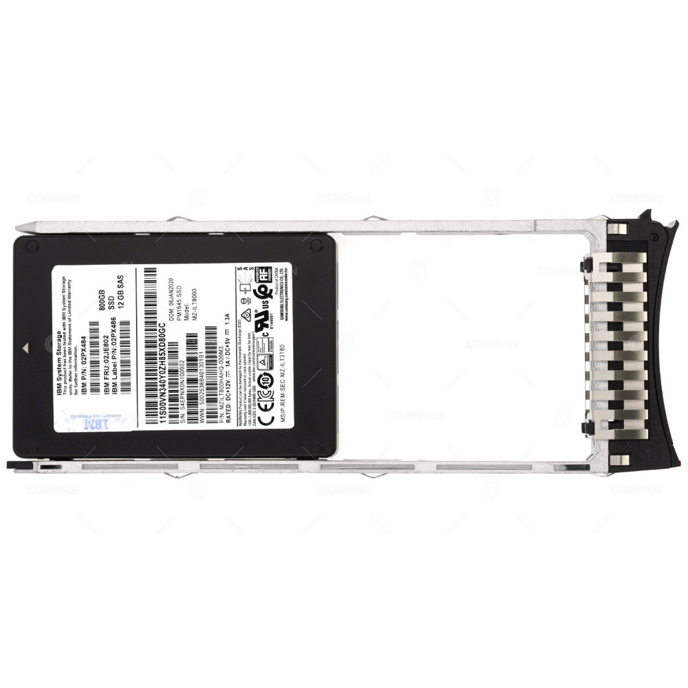 02JE802 800GB SSD  12GB SAS FOR IBM STORWIZE V7000 02PX484, 02PX486, MZ-IL T8000,  PM1645, MZILT800HAHQ-000M3